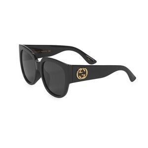 Gucci 55mm Square Black Woman’s Sunglasses with Gold Accents